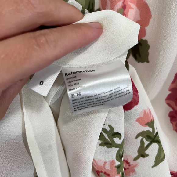 Reformation Nikita Floral Dress in Ivory Floral Babydoll Tie Shoulder Midi 0 - Picture 9 of 10